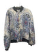 Free People Size M White Blue Red Tencel Paisley Zip Front Bomber Jacket White Blue Red / M