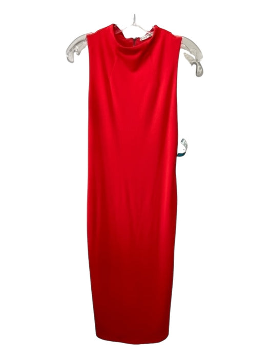 Alice + Olivia Size 8 Red Polyester High Round Neck Sleeveless Sheath Midi Dress Red / 8