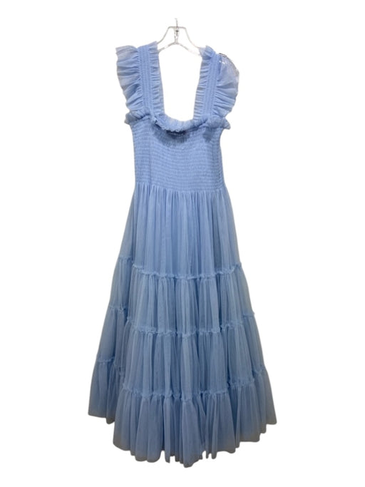 Hill House Size S Light Blue Nylon Blend Tiered Ruffle Slip Incl Smocked Dress Light Blue / S