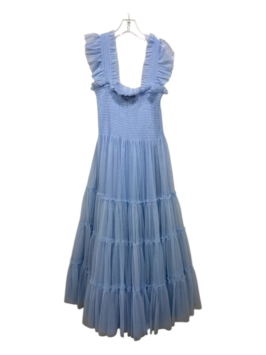 Hill House Size S Light Blue Nylon Blend Tiered Ruffle Slip Incl Smocked Dress Light Blue / S