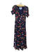 Hill House Size S Navy & Multi Viscose Floral V Neck Smocked Dress Navy & Multi / S