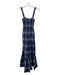 Hill House Size S Navy Blue & White Cotton Plaid smocked Maxi Sleeveless Dress Navy Blue & White / S