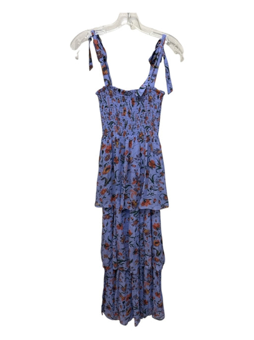 Hill House Size XXS Blue, Orange, Green Viscose Sleeveless Floral Tiered Dress Blue, Orange, Green / XXS