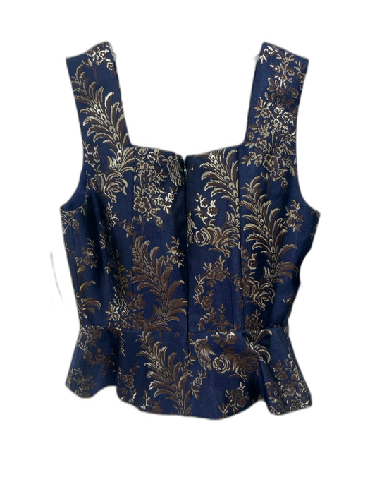 Hill House Size XS Blue, Brown, Gold Polyester Blend Sleeveless Lace Up Top Blue, Brown, Gold / XS