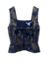 Hill House Size XS Blue, Brown, Gold Polyester Blend Sleeveless Lace Up Top Blue, Brown, Gold / XS