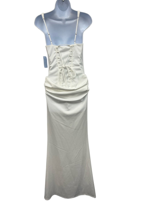 Miss Rosier Size XS White Terylene Sleeveless Maxi Corset Back Gathered Gown White / XS