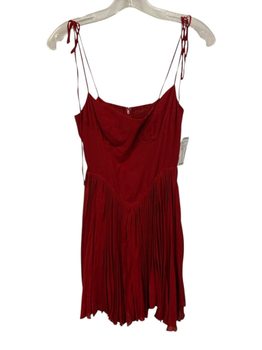 Reformation Size 0 Red Viscose Sleeveless Pleated tie shoulder straps Dress Red / 0
