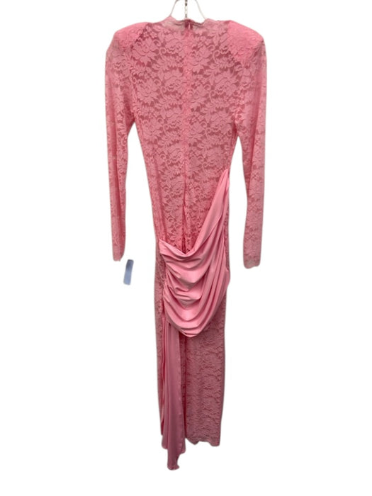 Miss Rosier Size XS Pink Terylene Lace Overlay Maxi Shoulder Pads Gown Pink / XS