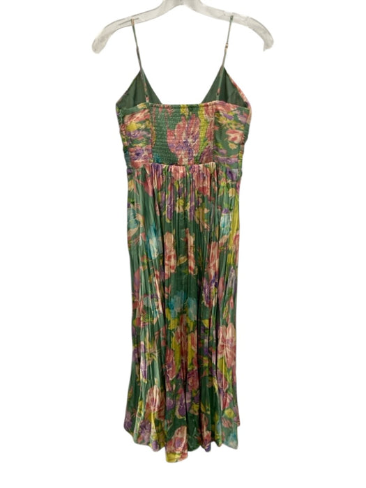 ASTR Size XS Green & Multi Polyester Sleeveless Floral pleats Midi Gown Green & Multi / XS