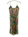 ASTR Size XS Green & Multi Polyester Sleeveless Floral pleats Midi Gown Green & Multi / XS