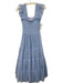 Hill House Size XS Blue Sleeveless Ruffle Shoulder Detail Smocked Bodice Dress Blue / XS