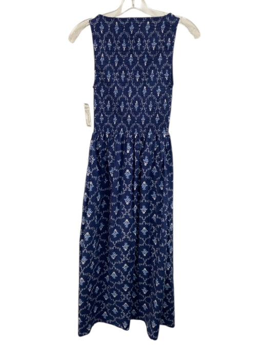 Hill House Size XXS Navy, Blue, White Cotton Sleeveless Floral Midi Dress Navy, Blue, White / XXS