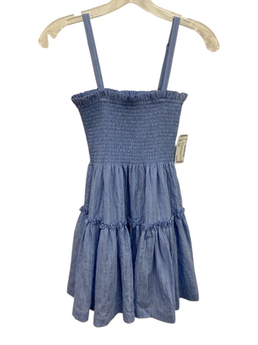 Hill House Size XXS Blue Rayon Blend Sleeveless Smocked Bodice Mini Pleats Dress Blue / XXS