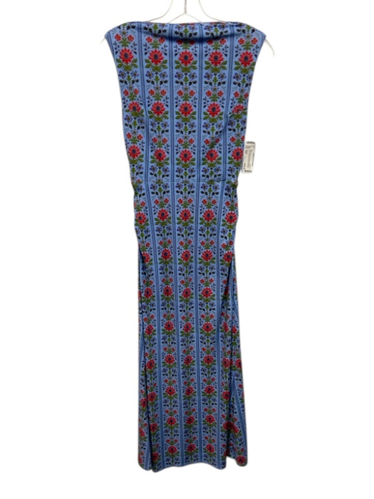 Hill House Size XXS Blue, Red, Green Nylon Blend Cap Sleeve Floral Midi Dress Blue, Red, Green / XXS