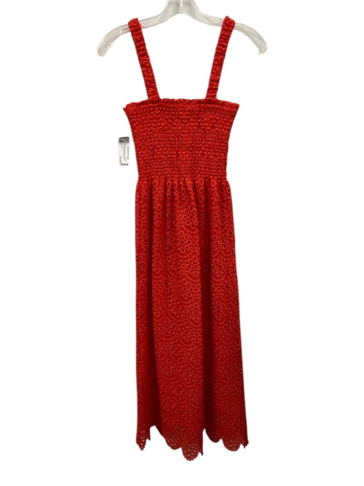 Hill House Size S Red Polyester Sleeveless Smocked Bodice Cut Outs Dress Red / S