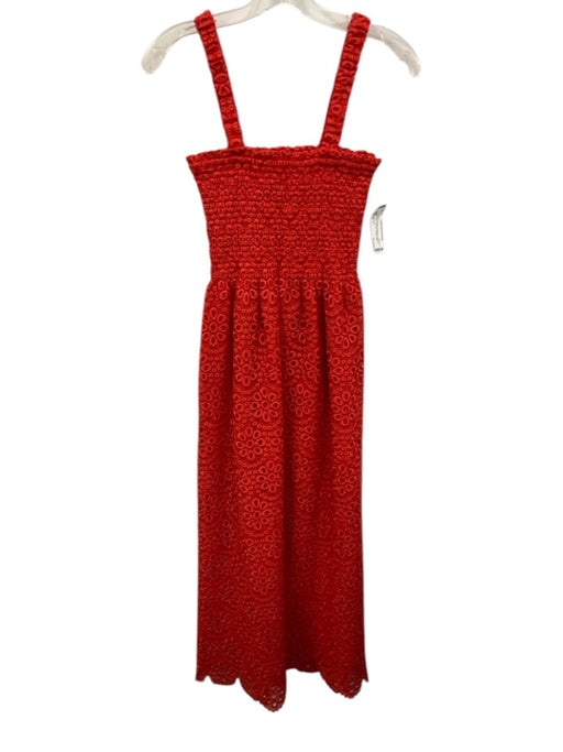 Hill House Size S Red Polyester Sleeveless Smocked Bodice Cut Outs Dress Red / S