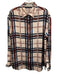 Favorite Daughter Size XS Tan & multi Polyester Long Sleeve Striped Collar Top Tan & multi / XS
