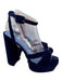 Hill House Shoe Size 38 Dark Blue Leather Velvet Platform Open Toe Pumps Dark Blue / 38
