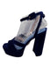 Hill House Shoe Size 38 Dark Blue Leather Velvet Platform Open Toe Pumps Dark Blue / 38