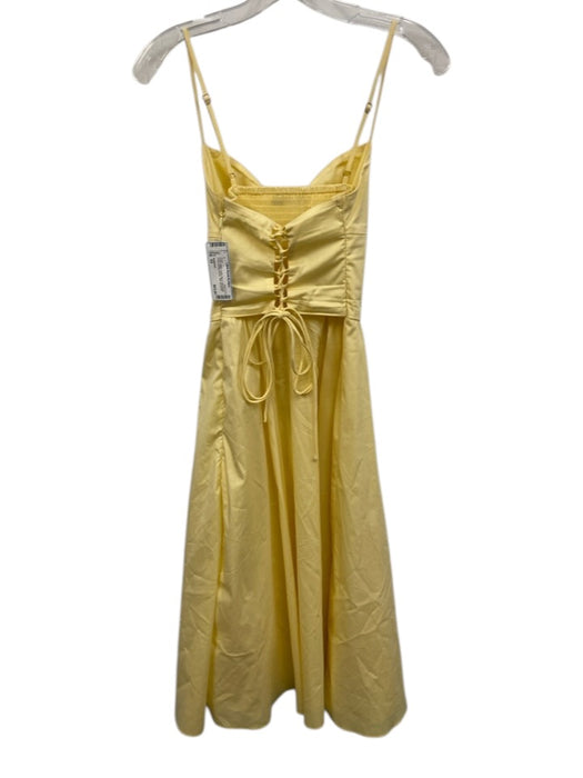BABYBOO Size XS Butter Yellow Cotton Blend Sleeveless Corset Bodice Midi Dress Butter Yellow / XS