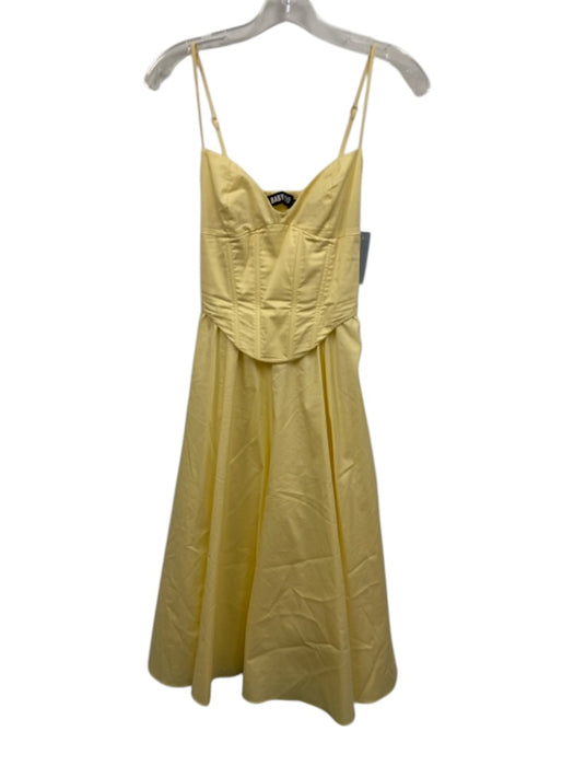 BABYBOO Size XS Butter Yellow Cotton Blend Sleeveless Corset Bodice Midi Dress Butter Yellow / XS