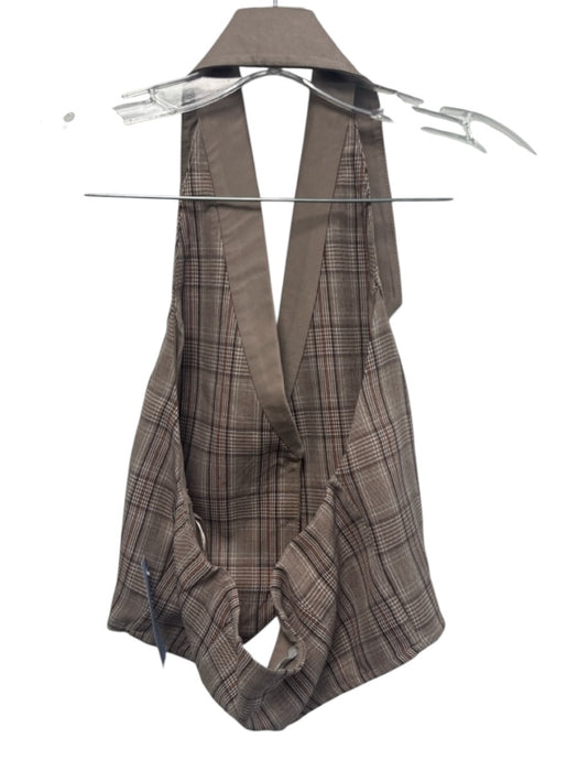 More To Come Size XS Brown & Multi Polyester Plaid Mini Skirt Pleated Skirt Set Brown & Multi / XS
