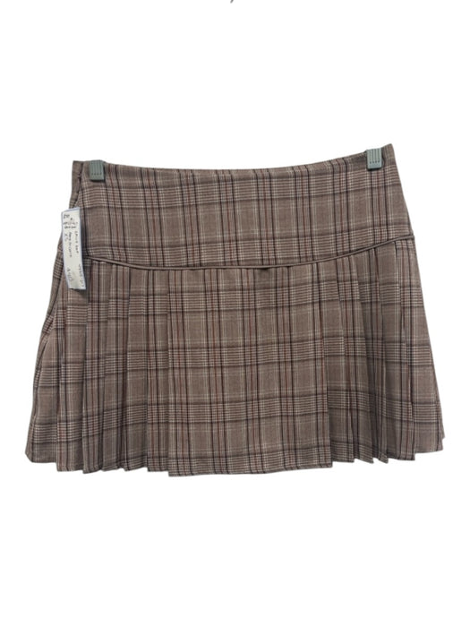 More To Come Size XS Brown & Multi Polyester Plaid Mini Skirt Pleated Skirt Set Brown & Multi / XS