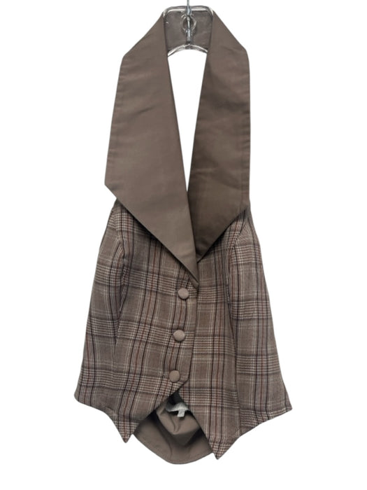 More To Come Size XS Brown & Multi Polyester Plaid Mini Skirt Pleated Skirt Set Brown & Multi / XS