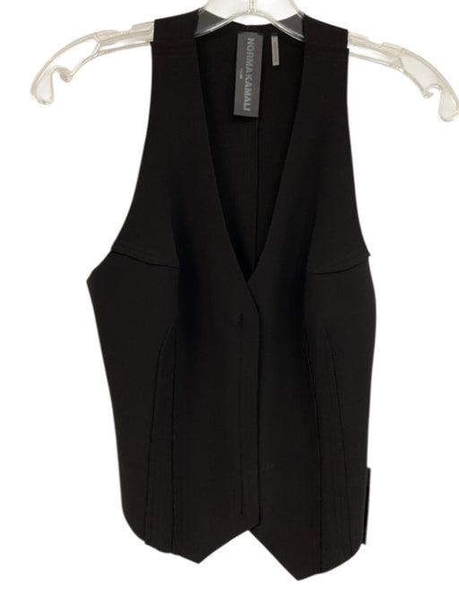 Norma Kamali Size XS Black Polyester Sleeveless Front Zip Vest Top Black / XS