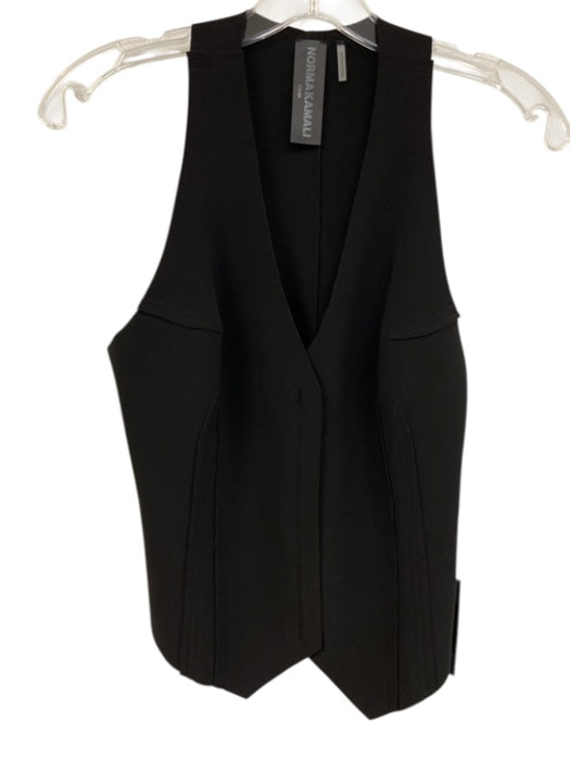 Norma Kamali Size XS Black Polyester Sleeveless Front Zip Vest Top Black / XS