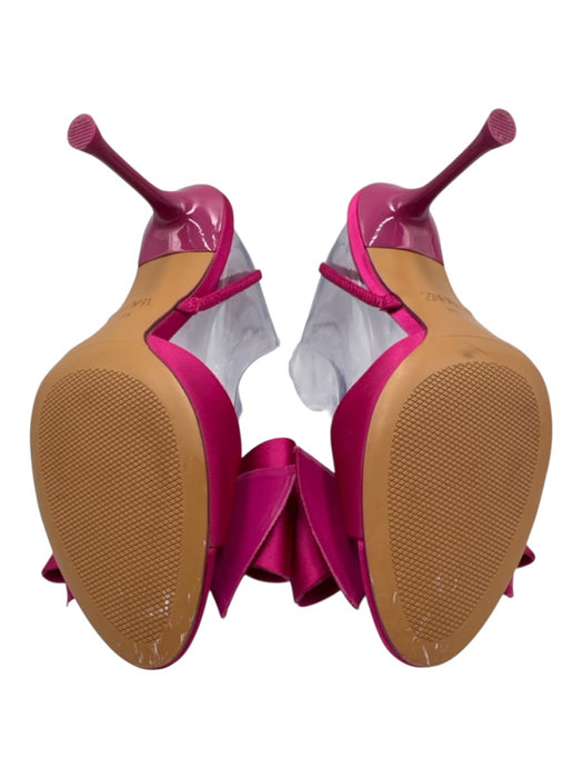 Zara Shoe Size 38 Pink Satin Bow detail Open Toe Shine Stiletto Sandals Pink / 38
