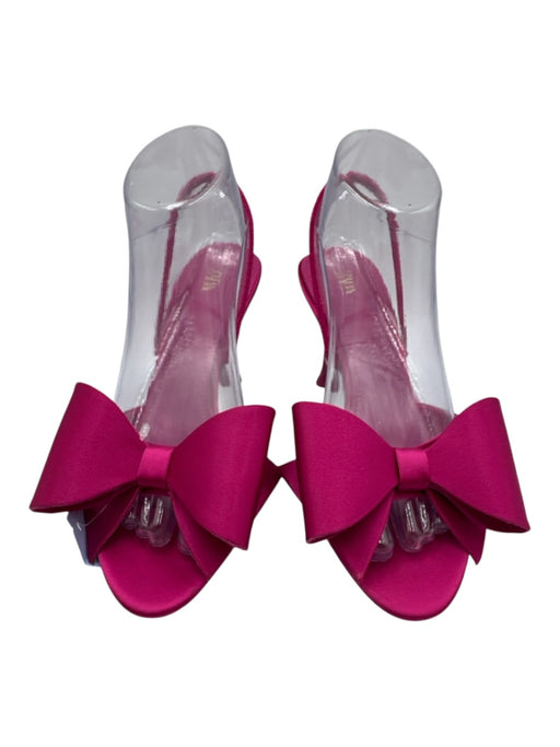 Zara Shoe Size 38 Pink Satin Bow detail Open Toe Shine Stiletto Sandals Pink / 38
