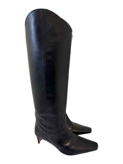 Staud Shoe Size 37.5 Black Leather Block Heel Knee High Square Toe Boots Black / 37.5