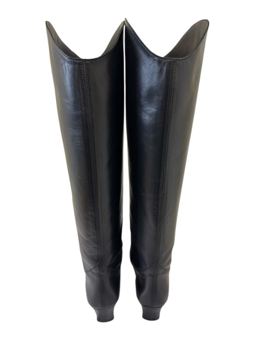 Staud Shoe Size 37.5 Black Leather Block Heel Knee High Square Toe Boots Black / 37.5