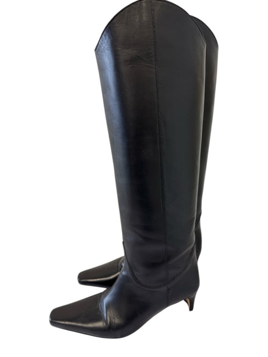 Staud Shoe Size 37.5 Black Leather Block Heel Knee High Square Toe Boots Black / 37.5