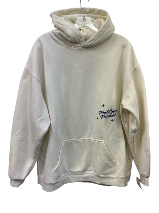 The Mayfair Group Size M/L Cream Cotton Blend Graphic Long Sleeve Hooded Sweater Cream / M/L