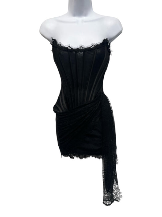 Heiress Beverly Hills Size XS Black Polyester Lace Back Lace Mini Corset Dress Black / XS