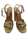 Aquazzura Shoe Size 38 Gold Leather Metallic Ankle Buckle Platform Sandals Gold / 38