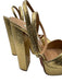 Aquazzura Shoe Size 38 Gold Leather Metallic Ankle Buckle Platform Sandals Gold / 38