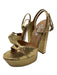Aquazzura Shoe Size 38 Gold Leather Metallic Ankle Buckle Platform Sandals Gold / 38