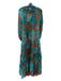 By Anthropologie Size S Blue & Orange Cupro Floral Sheer Maxi Slip Inc. Dress Blue & Orange / S