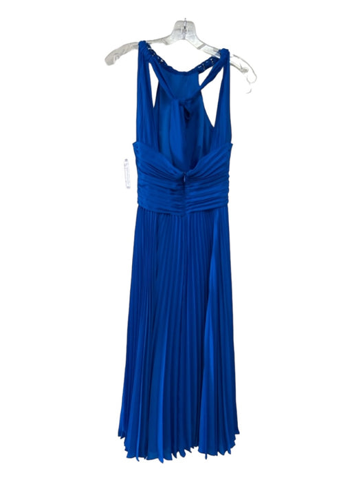 Ungaro Size S Cobalt Blue Polyester High Tie Neck Sleeveless Pleated Dress Cobalt Blue / S