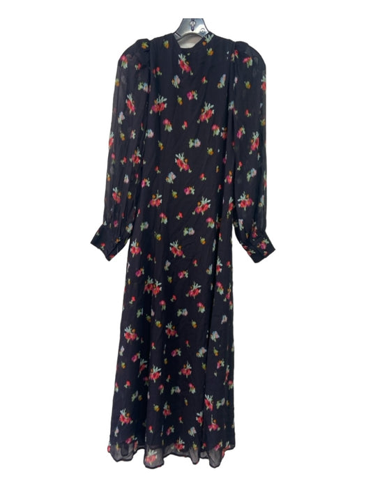 Hill House Size S Black & Multi Polyester Abstract Floral Button Front Dress Black & Multi / S