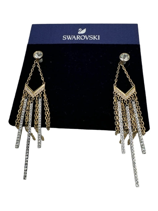 Swarovski gold & silver Toned Metal dangle Chain Crystal Detail Earrings gold & silver