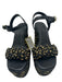 Castaner Shoe Size 38 Black & Gold Leather Woven Ankle Strap Block Heel Shoes Black & Gold / 38