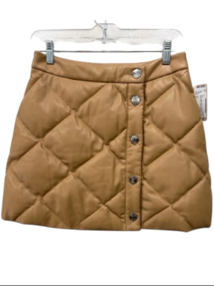 Staud Size 6 Beige Brown PU leather Quilted Buttons Mini Puffer Skirt Beige Brown / 6