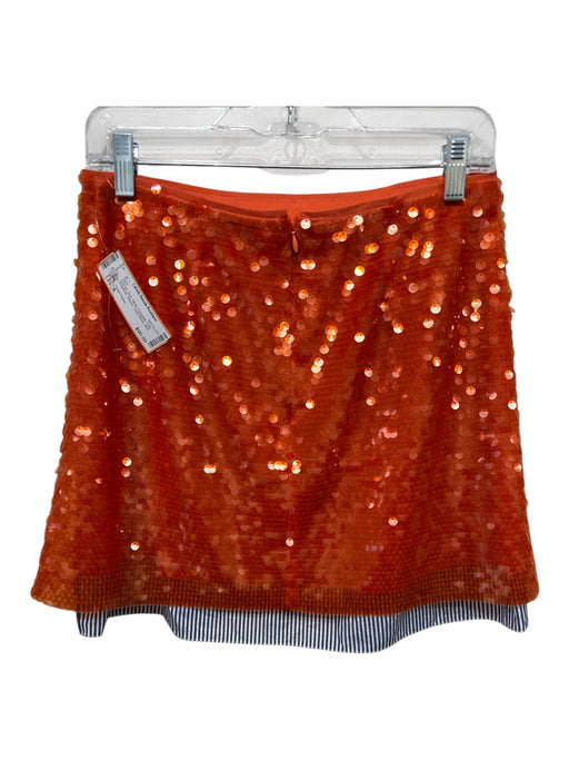 Tanya Taylor Size 6 Orange, Blue, White Polyester Fully Sequined Stripes Skirt Orange, Blue, White / 6