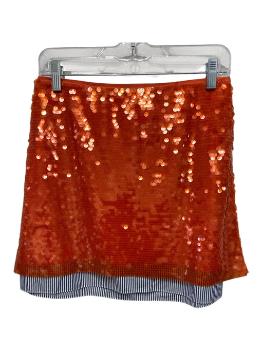 Tanya Taylor Size 6 Orange, Blue, White Polyester Fully Sequined Stripes Skirt Orange, Blue, White / 6