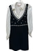 5a7 Cinq a Sept Size 4 Black & White Silk Long Sleeve Layered Bedazzled Dress Black & White / 4