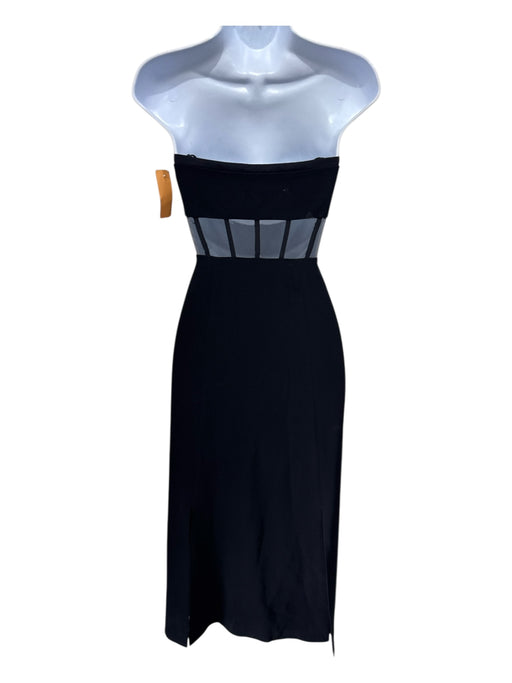 5a7 Cinq a Sept Size 4 Black Triacetate & Polyester Strapless Sheer Detail Dress Black / 4